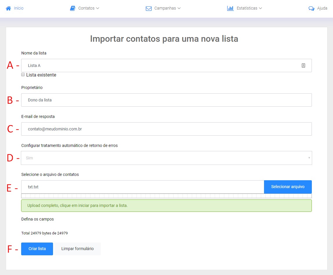 Importar Lista De Contatos Base De Conhecimento