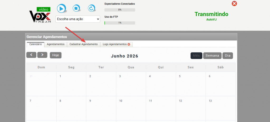 Tela de cadastro de agendamento