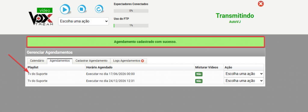 Confirmação do agendamento